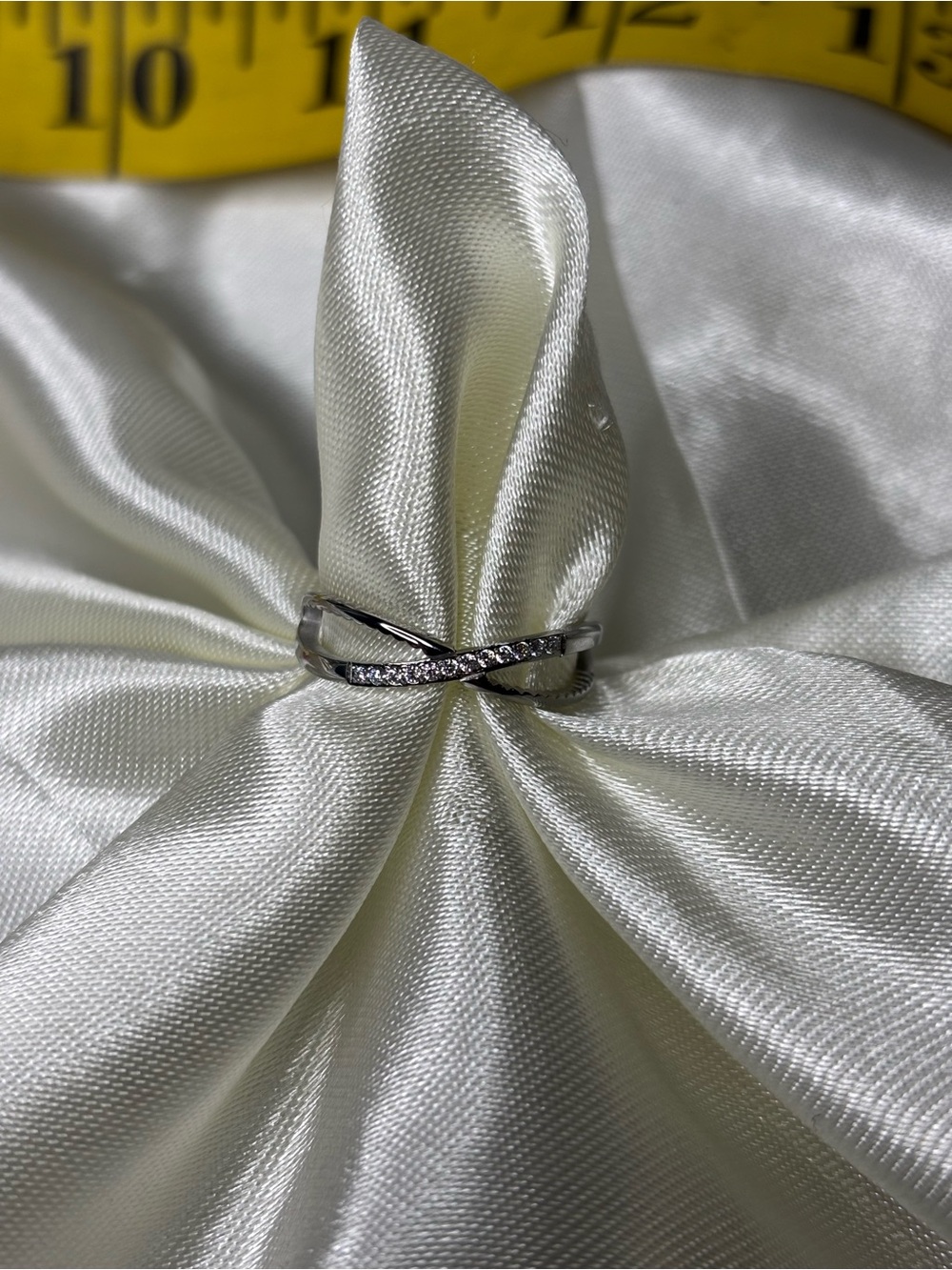 Stainless Steel  Crisscross Ring - White
